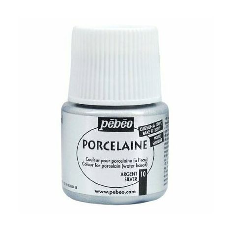 Farba do porcelany/szkła/ceramiki Pebeo Porcelaine150, 110 Shimmer Silver